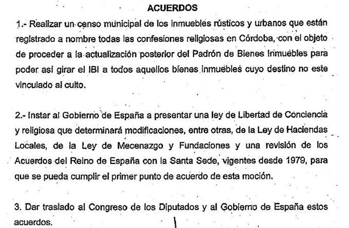 PSOE, IU y Ganemos aprueban realizar un censo de los bienes religiosos que tendrían que pagar el IBI