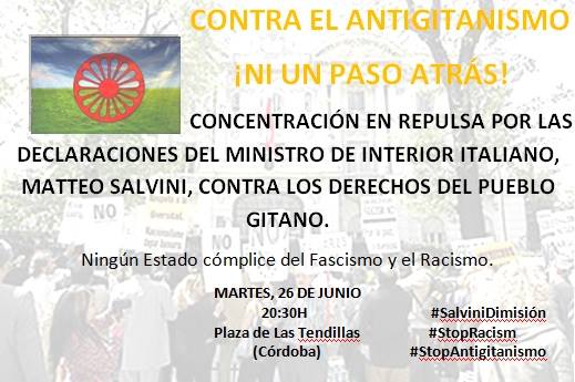 «Contra el Antigitanismo ni un paso atrás»: hoy, concentración en las Tendillas a las 20:30 horas