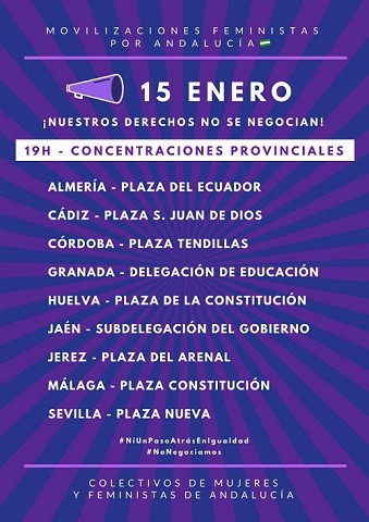 Podemos Andalucía se suma a las manifestaciones convocadas por el movimiento feminista el 15 de enero