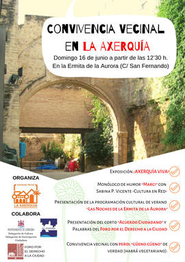 Presentación de la programación cultural y reivindicativa de verano de la Asociación Vecinal Axerquía