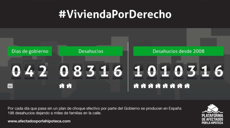 La Plataforma de Afectados por la Hipoteca inicia una campaña de presión para que el Gobierno garantice el derecho a la vivienda digna