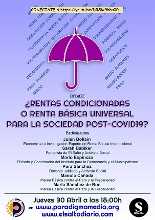 Interesantísimo debate ayer en Paradigma sobre la Renta Básica Universal y la situación social