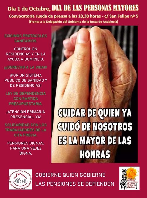 La Plataforma de Pensionistas celebran el Día Internacional de las Personas Mayores reivindicando la dignidad de sus vidas y de las personas que vienen detrás