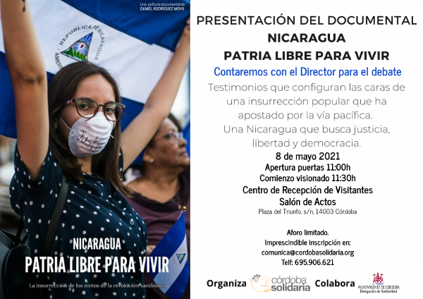 Córdoba Solidaria organiza la proyección del Documental «Nicaragua. Patria Libre para vivir»