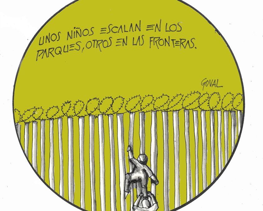 La viñeta de Goval: «Unos niños escalan en los parques, otros en las fronteras»