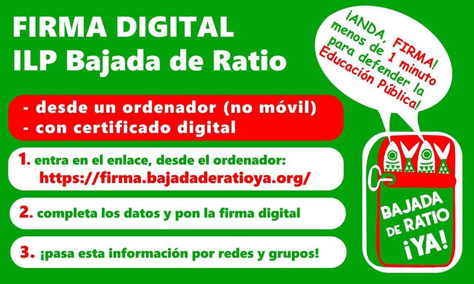 El 10 de agosto finaliza el plazo para firmar por la ILP para la bajada de ratio en las aulas andaluzas