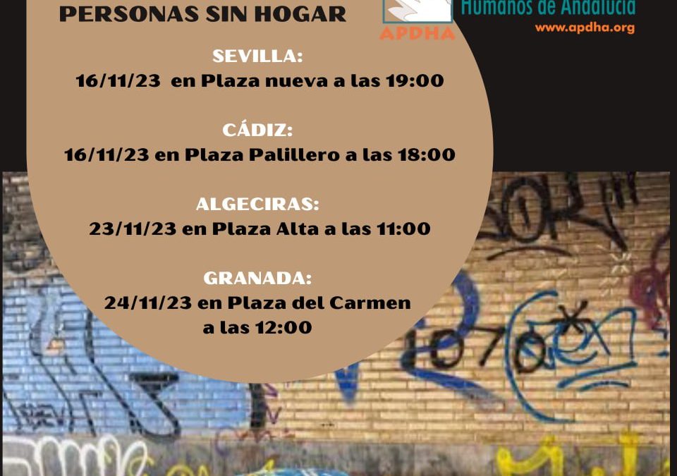 APDHA denuncia que Andalucía apenas tiene 25 plazas por cada 100.000 habitantes para el alojamiento de Personas Sin Hogar
